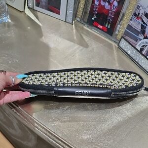 Fendi Black and Yellow Geometric Pouch